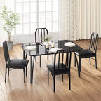 Ensemble table et chaises de salle à manger en verre, table de cuisine et chaises avec design biseauté, ensemble table de salle à manger 3/5 pièces avec sièges rembourrés
