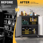 Armoire métallique verrouillable avec porte – Meuble de rangement roulant de 90 cm de haut avec étagères, armoires à outils pour garage, maison, bureau