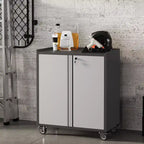 Armoire métallique verrouillable avec porte – Meuble de rangement roulant de 90 cm de haut avec étagères, armoires à outils pour garage, maison, bureau