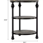 Table d'appoint ronde à 3 niveaux Acekool avec cadre en acier, table de chevet multi-niveaux pour chambre et salon