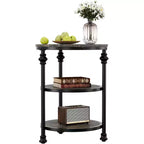 Table d'appoint ronde à 3 niveaux Acekool avec cadre en acier, table de chevet multi-niveaux pour chambre et salon