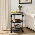 Table d'appoint ronde à 3 niveaux Acekool avec cadre en acier, table de chevet multi-niveaux pour chambre et salon