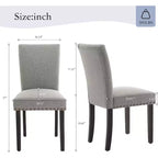 Acekool Lot de 2 chaises de salle à manger rembourrées, avec garniture cloutée, pieds en bois robustes, chaises d'appoint en tissu pour salle à manger et cuisine