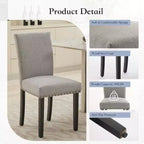 Acekool Lot de 2 chaises de salle à manger rembourrées, avec garniture cloutée, pieds en bois robustes, chaises d'appoint en tissu pour salle à manger et cuisine
