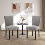 Acekool Lot de 2 chaises de salle à manger rembourrées, avec garniture cloutée, pieds en bois robustes, chaises d'appoint en tissu pour salle à manger et cuisine