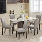 Acekool Lot de 2 chaises de salle à manger rembourrées, avec garniture cloutée, pieds en bois robustes, chaises d'appoint en tissu pour salle à manger et cuisine