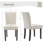 Acekool Lot de 2 chaises de salle à manger rembourrées, avec garniture cloutée, pieds en bois robustes, chaises d'appoint en tissu pour salle à manger et cuisine