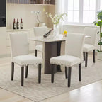 Acekool Lot de 2 chaises de salle à manger rembourrées, avec garniture cloutée, pieds en bois robustes, chaises d'appoint en tissu pour salle à manger et cuisine