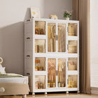 Armoire de rangement portable CLIHOME pour vêtements, commode, meuble de rangement avec 12 portes magnétiques – 12 cubes et 2 tringles de suspension