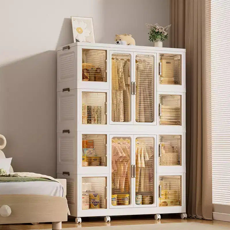 Armoire de rangement portable CLIHOME pour vêtements, commode, meuble de rangement avec 12 portes magnétiques – 12 cubes et 2 tringles de suspension