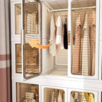 Armoire de rangement portable CLIHOME pour vêtements, commode, meuble de rangement avec 12 portes magnétiques – 12 cubes et 2 tringles de suspension
