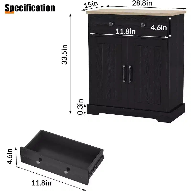 Meuble buffet avec rangement, armoire de rangement avec porte et étagère réglable, console de table basse d'appoint moderne