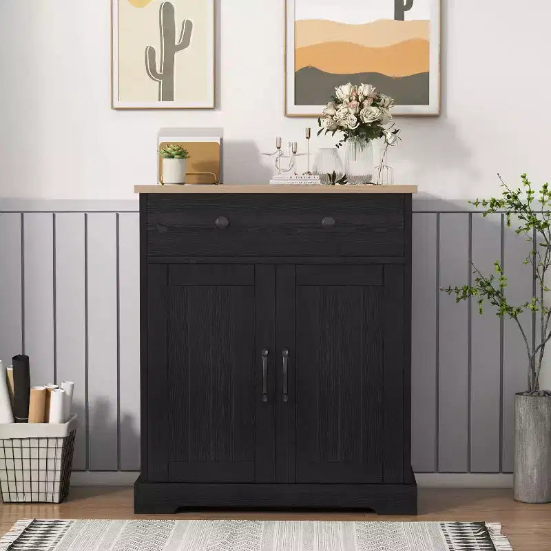 Meuble buffet avec rangement, armoire de rangement avec porte et étagère réglable, console de table basse d'appoint moderne