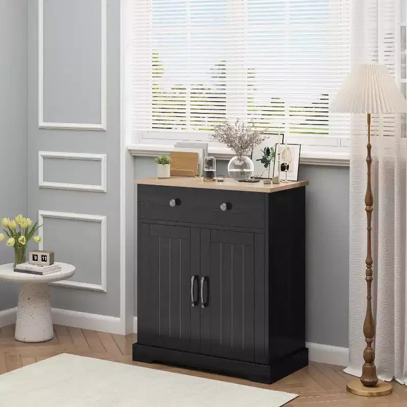 Meuble buffet avec rangement, armoire de rangement avec porte et étagère réglable, console de table basse d'appoint moderne