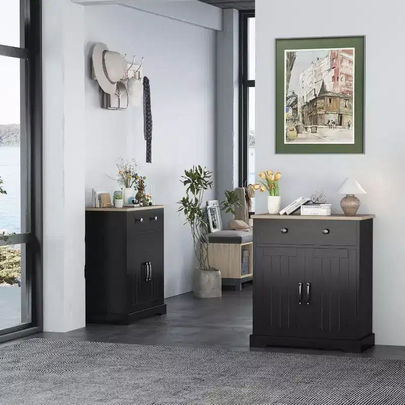 Meuble buffet avec rangement, armoire de rangement avec porte et étagère réglable, console de table basse d'appoint moderne