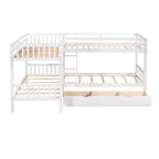 Lit superposé en L Whisen pour 4 personnes avec tiroirs (taille simple)