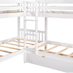 Lit superposé en L Whisen pour 4 personnes avec tiroirs (taille simple)