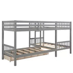 Lit superposé en L Whisen pour 4 personnes avec tiroirs (taille simple)