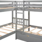 Lit superposé en L Whisen pour 4 personnes avec tiroirs (taille simple)