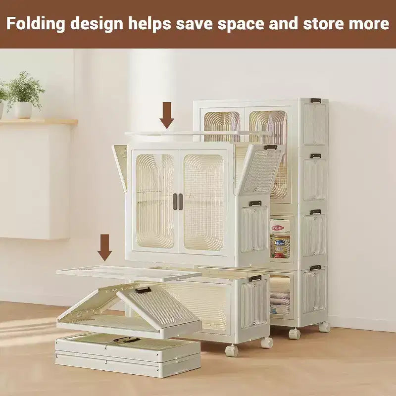 Armoire de rangement pliable Acekool avec roulettes, penderie portable avec portes magnétiques, grande capacité de rangement pour chambre à coucher
