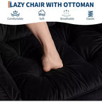 Acekool Ensemble de 2 fauteuils de relaxation avec ottoman – Fauteuil moderne avec pochette latérale, dossier et repose-pieds de soutien