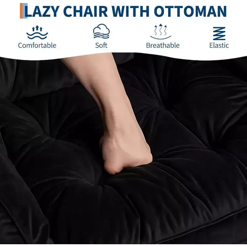 Acekool Ensemble de 2 fauteuils de relaxation avec ottoman – Fauteuil moderne avec pochette latérale, dossier et repose-pieds de soutien
