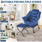 Acekool Ensemble de 2 fauteuils de relaxation avec ottoman – Fauteuil moderne avec pochette latérale, dossier et repose-pieds de soutien