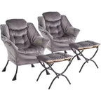 Acekool Ensemble de 2 fauteuils de relaxation avec ottoman – Fauteuil moderne avec pochette latérale, dossier et repose-pieds de soutien