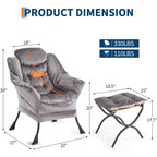 Acekool Ensemble de 2 fauteuils de relaxation avec ottoman – Fauteuil moderne avec pochette latérale, dossier et repose-pieds de soutien