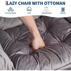 Acekool Ensemble de 2 fauteuils de relaxation avec ottoman – Fauteuil moderne avec pochette latérale, dossier et repose-pieds de soutien