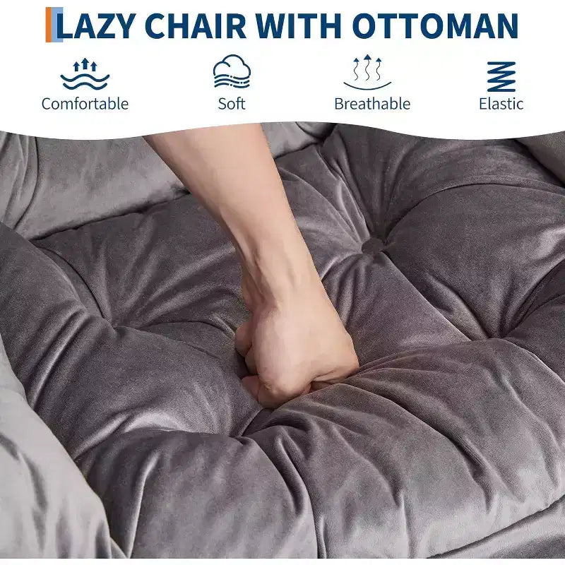 Acekool Ensemble de 2 fauteuils de relaxation avec ottoman – Fauteuil moderne avec pochette latérale, dossier et repose-pieds de soutien