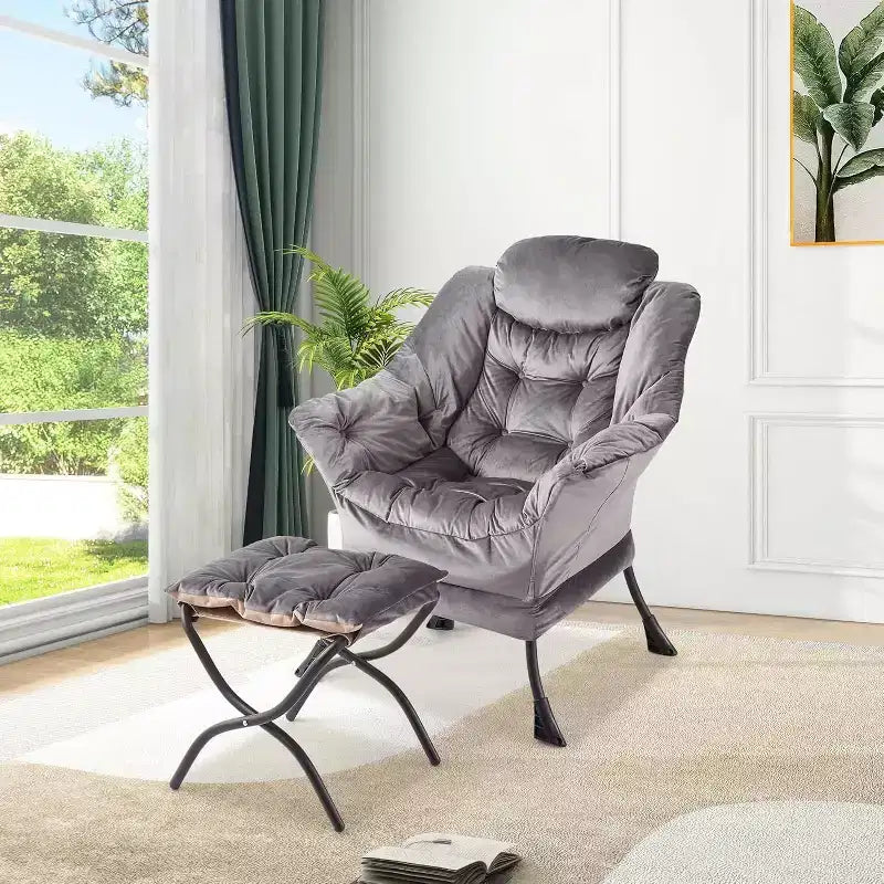 Acekool Ensemble de 2 fauteuils de relaxation avec ottoman – Fauteuil moderne avec pochette latérale, dossier et repose-pieds de soutien