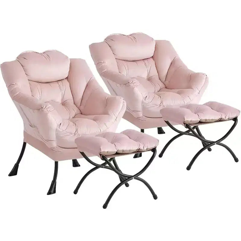 Acekool Ensemble de 2 fauteuils de relaxation avec ottoman – Fauteuil moderne avec pochette latérale, dossier et repose-pieds de soutien