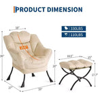 Acekool Ensemble de 2 fauteuils de relaxation avec ottoman – Fauteuil moderne avec pochette latérale, dossier et repose-pieds de soutien