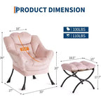 Acekool Ensemble de 2 fauteuils de relaxation avec ottoman – Fauteuil moderne avec pochette latérale, dossier et repose-pieds de soutien