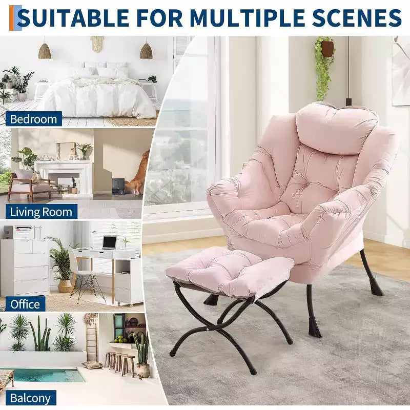 Acekool Ensemble de 2 fauteuils de relaxation avec ottoman – Fauteuil moderne avec pochette latérale, dossier et repose-pieds de soutien