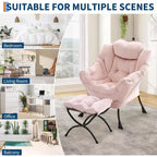 Acekool Ensemble de 2 fauteuils de relaxation avec ottoman – Fauteuil moderne avec pochette latérale, dossier et repose-pieds de soutien