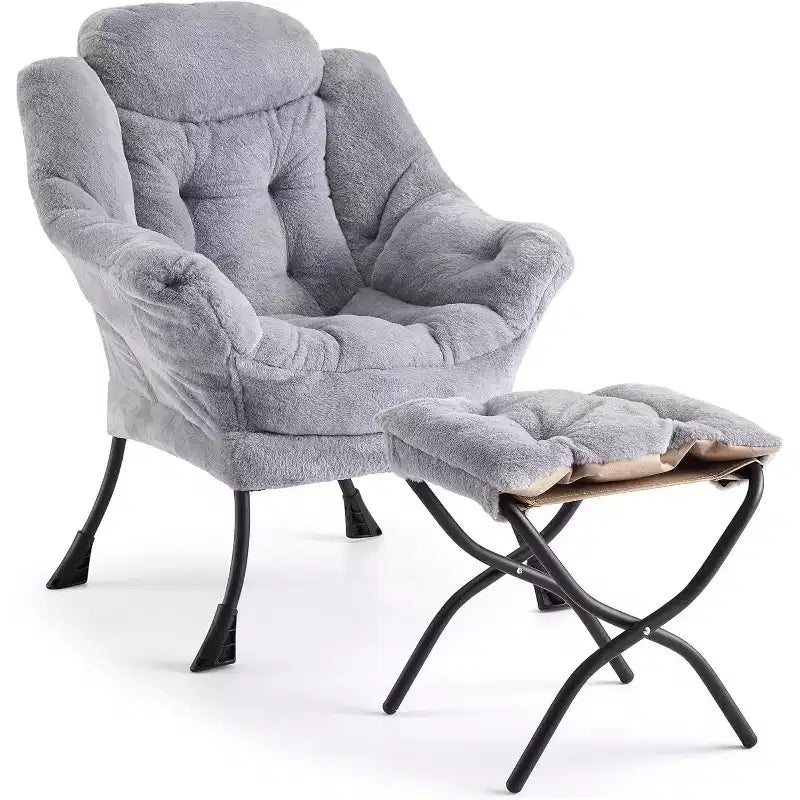 Acekool Ensemble de 2 fauteuils de relaxation avec ottoman – Fauteuil moderne avec pochette latérale, dossier et repose-pieds de soutien