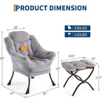 Acekool Ensemble de 2 fauteuils de relaxation avec ottoman – Fauteuil moderne avec pochette latérale, dossier et repose-pieds de soutien