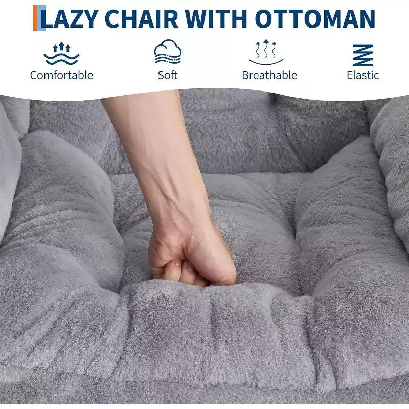 Acekool Ensemble de 2 fauteuils de relaxation avec ottoman – Fauteuil moderne avec pochette latérale, dossier et repose-pieds de soutien