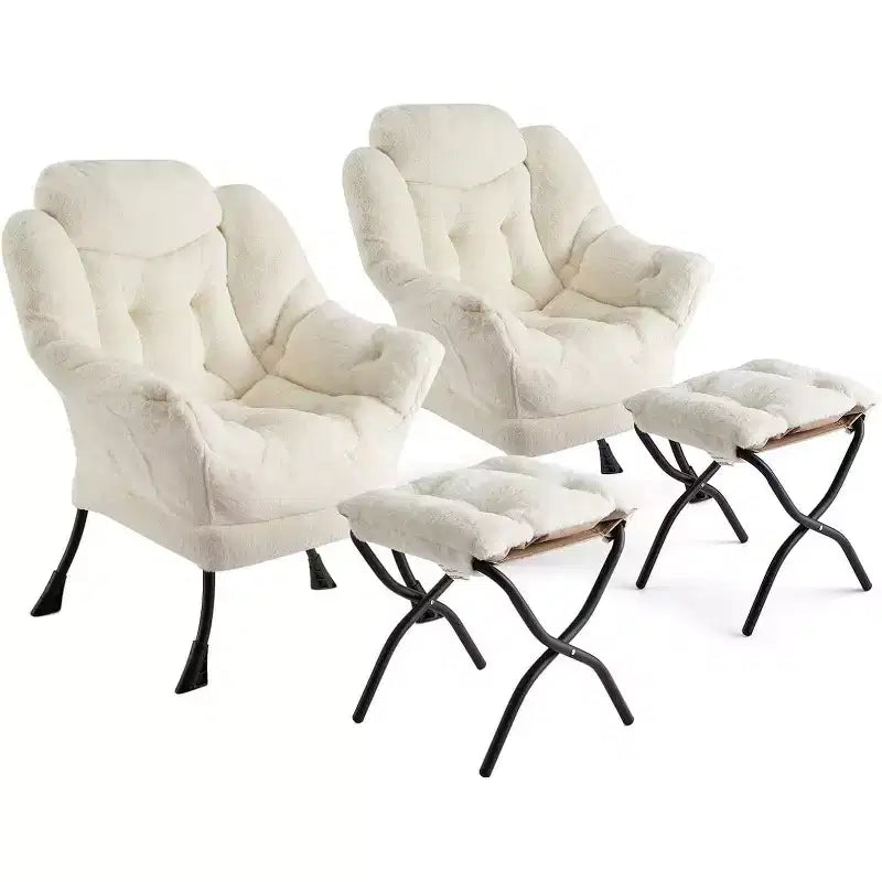 Acekool Ensemble de 2 fauteuils de relaxation avec ottoman – Fauteuil moderne avec pochette latérale, dossier et repose-pieds de soutien