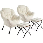 Acekool Ensemble de 2 fauteuils de relaxation avec ottoman – Fauteuil moderne avec pochette latérale, dossier et repose-pieds de soutien