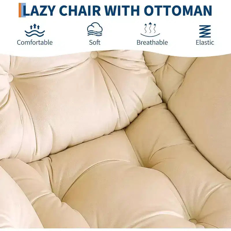 Acekool Ensemble de 2 fauteuils de relaxation avec ottoman – Fauteuil moderne avec pochette latérale, dossier et repose-pieds de soutien