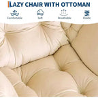 Acekool Ensemble de 2 fauteuils de relaxation avec ottoman – Fauteuil moderne avec pochette latérale, dossier et repose-pieds de soutien