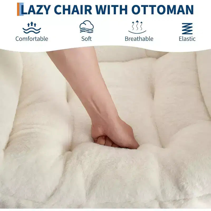 Acekool Ensemble de 2 fauteuils de relaxation avec ottoman – Fauteuil moderne avec pochette latérale, dossier et repose-pieds de soutien