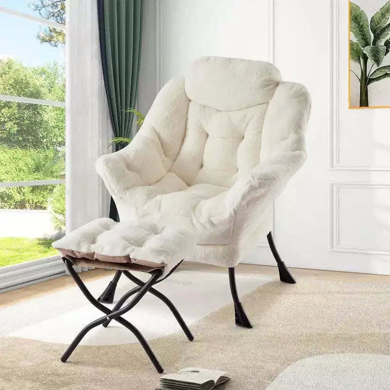 Acekool Ensemble de 2 fauteuils de relaxation avec ottoman – Fauteuil moderne avec pochette latérale, dossier et repose-pieds de soutien