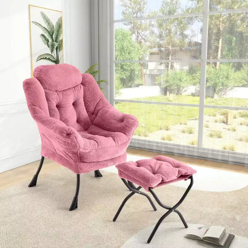 Acekool Ensemble de 2 fauteuils de relaxation avec ottoman – Fauteuil moderne avec pochette latérale, dossier et repose-pieds de soutien