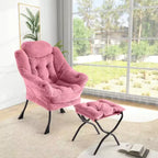 Acekool Ensemble de 2 fauteuils de relaxation avec ottoman – Fauteuil moderne avec pochette latérale, dossier et repose-pieds de soutien