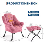 Acekool Ensemble de 2 fauteuils de relaxation avec ottoman – Fauteuil moderne avec pochette latérale, dossier et repose-pieds de soutien