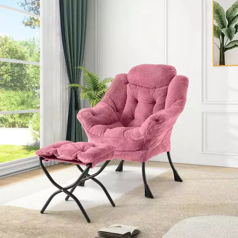 Acekool Ensemble de 2 fauteuils de relaxation avec ottoman – Fauteuil moderne avec pochette latérale, dossier et repose-pieds de soutien